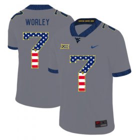 Wholesale Cheap West Virginia Mountaineers 7 Daryl Worley Gray USA Flag College Football Jersey