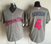 Wholesale Cheap Royals #4 Alex Gordon Grey New Cool Base Mother's Day Stitched MLB Jersey