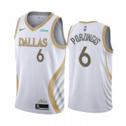 Wholesale Cheap Nike Mavericks #6 Kristaps Porzingis White NBA Swingman 2020-21 City Edition Jersey