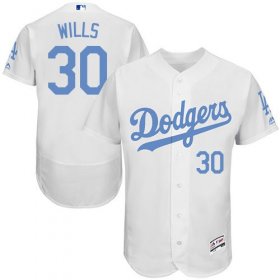 Wholesale Cheap Dodgers #30 Maury Wills White Flexbase Authentic Collection Father\'s Day Stitched MLB Jersey