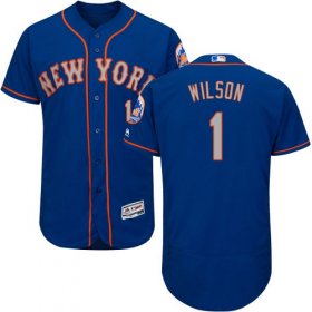 Wholesale Cheap Mets #1 Mookie Wilson Blue(Grey NO.) Flexbase Authentic Collection Stitched MLB Jersey