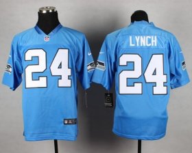 Wholesale Cheap Nike Seahawks #24 Marshawn Lynch Light Blue Men\'s Stitched NFL Elite Jersey
