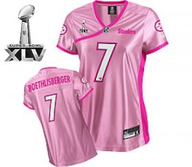 Wholesale Cheap Steelers #7 Ben Roethlisberger Pink Lady Super Bowl XLV Stitched NFL Jersey