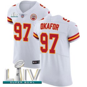 Wholesale Cheap Nike Chiefs #97 Alex Okafor White Super Bowl LIV 2020 Men\'s Stitched NFL New Elite Jersey