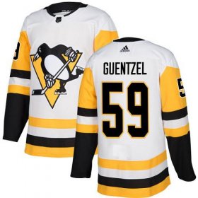 Wholesale Cheap Adidas Penguins #59 Jake Guentzel White Road Authentic Stitched NHL Jersey