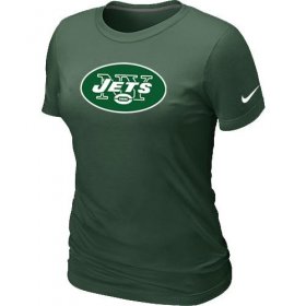 Wholesale Cheap Women\'s Nike New York Jets Logo NFL T-Shirt Dark Green