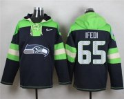 Wholesale Cheap Nike Seahawks #65 Germain Ifedi Navy Blue Player Pullover NFL Hoodie