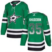 Cheap Adidas Stars #35 Anton Khudobin Green Home Authentic Drift Fashion Stitched NHL Jersey