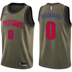 Wholesale Cheap Nike Pistons #0 Andre Drummond Green Salute to Service NBA Swingman Jersey