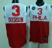 Wholesale Cheap Philadelphia 76ers #3 Allen Iverson White With Red 10TH Swingman Jersey