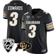 Cheap Men's Colorado Buffaloes #3 Dylan Edwards Black Football Jersey