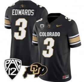 Cheap Men\'s Colorado Buffaloes #3 Dylan Edwards Black Football Jersey