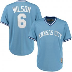Wholesale Cheap Kansas City Royals #6 Willie Wilson Majestic Cool Base Cooperstown Collection Player Jersey Blue