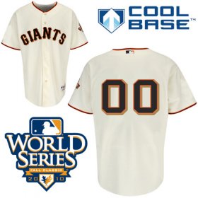 Wholesale Cheap Giants Customized Authentic Cream Cool Base MLB Jersey w/2010 World Series Patch (S-3XL)