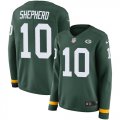 Wholesale Cheap Nike Packers #10 Darrius Shepherd Green Team Color Women's Stitched NFL Limited Therma Long Sleeve Jersey