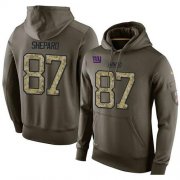 Wholesale Cheap NFL Men's Nike New York Giants #87 Sterling Shepard Stitched Green Olive Salute To Service KO Performance Hoodie