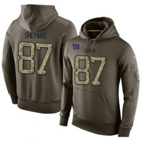 Wholesale Cheap NFL Men\'s Nike New York Giants #87 Sterling Shepard Stitched Green Olive Salute To Service KO Performance Hoodie