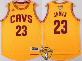 Wholesale Cheap Men\'s Cleveland Cavaliers #23 LeBron James 2015 The Finals New Yellow Jersey