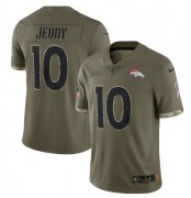 Wholesale Cheap Men's Denver Broncos #10 Jerry Jeudy 2022 Olive Salute To Service Limited Stitched Jersey