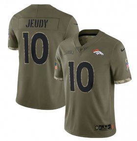 Wholesale Cheap Men\'s Denver Broncos #10 Jerry Jeudy 2022 Olive Salute To Service Limited Stitched Jersey