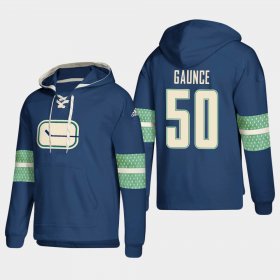 Wholesale Cheap Vancouver Canucks #50 Brendan Gaunce Blue adidas Lace-Up Pullover Hoodie