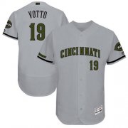 Wholesale Cheap Reds #19 Joey Votto Grey Flexbase Authentic Collection Memorial Day Stitched MLB Jersey