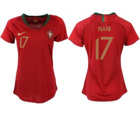 Wholesale Cheap Women\'s Portugal #17 Nani Home Soccer Country Jersey