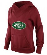 Wholesale Cheap Women's New York Jets Logo Pullover Hoodie Red
