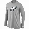 Wholesale Cheap Nike Philadelphia Eagles Logo Long Sleeve T-Shirt Grey