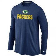 Wholesale Cheap Nike Green Bay Packers Authentic Logo Long Sleeve NFL T-Shirt Dark Blue
