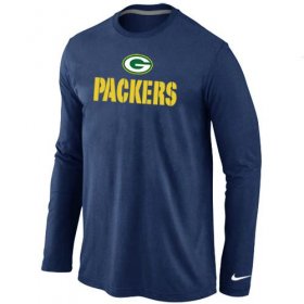 Wholesale Cheap Nike Green Bay Packers Authentic Logo Long Sleeve NFL T-Shirt Dark Blue