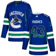 Wholesale Cheap Adidas Canucks #43 Quinn Hughes Blue Home Authentic Drift Fashion Stitched NHL Jersey