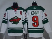 Wholesale Cheap Adidas Wild #9 Mikko Koivu White Road Authentic Stitched NHL Jersey