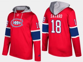Wholesale Cheap Canadiens #18 Serge Savard Red Name And Number Hoodie