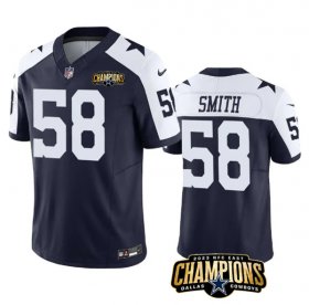 Cheap Men\'s Dallas Cowboys #58 Mazi Smith Navy White 2023 F.U.S.E. NFC East Champions Patch Football Stitched Jersey