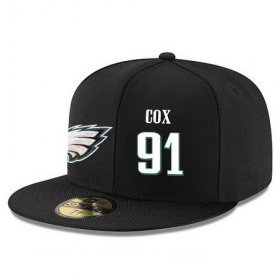 Wholesale Cheap Philadelphia Eagles #91 Fletcher Cox Snapback Cap NFL Player Black with White Number Stitched Hat
