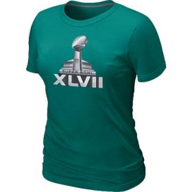 Wholesale Cheap Women\'s NFL Super Bowl XLVII Logo T-Shirt Light Green