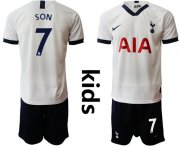 Wholesale Cheap Tottenham Hotspur #7 Son Home Kid Soccer Club Jersey