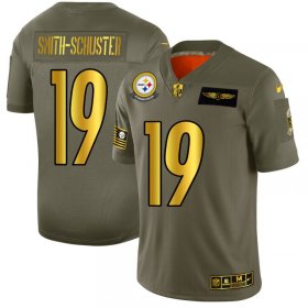 Wholesale Cheap Pittsburgh Steelers #19 JuJu Smith-Schuster NFL Men\'s Nike Olive Gold 2019 Salute to Service Limited Jersey