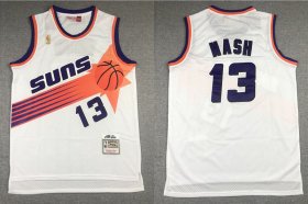 Wholesale Cheap Men\'s Phoenix Suns #13 Steve Nash White Gold NBA Hardwood Classics Soul Swingman Throwback Jersey