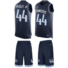 Wholesale Cheap Nike Titans #44 Vic Beasley Jr Navy Blue Team Color Men\'s Stitched NFL Limited Tank Top Suit Jersey