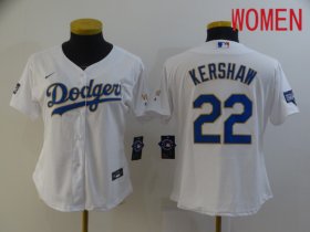 Wholesale Cheap Women Los Angeles Dodgers 22 Kershaw White Game 2021 Nike MLB Jerseys