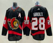 Cheap Men's Ottawa Senators #28 Claude Giroux Black 2022 Reverse Retro Authentic Jersey