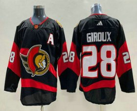 Cheap Men\'s Ottawa Senators #28 Claude Giroux Black 2022 Reverse Retro Authentic Jersey