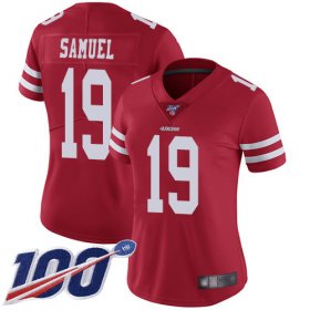 Wholesale Cheap Nike 49ers #19 Deebo Samuel Red Team Color Women\'s Stitched NFL 100th Season Vapor Limited Jersey