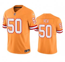 Wholesale Cheap Men\'s Tampa Bay Buccaneers #50 Vita Vea Orange Throwback Limited Stitched Jersey