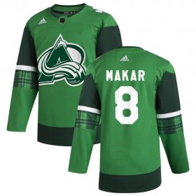 Wholesale Cheap Colorado Avalanche #8 Cale Makar Men\'s Adidas 2020 St. Patrick\'s Day Stitched NHL Jersey Green.jpg.jpg