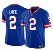 Cheap Men's New York Giants #2 Drew Lock Blue Throwback Vapor Untouchable Limited Football Stitched Jersey