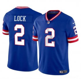 Cheap Men\'s New York Giants #2 Drew Lock Blue Throwback Vapor Untouchable Limited Football Stitched Jersey