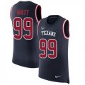 Wholesale Cheap Nike Texans #99 J.J. Watt Navy Blue Team Color Men's Stitched NFL Limited Rush Tank Top Jersey